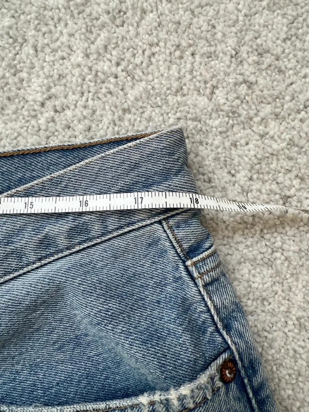 Agolde Light Blue Denim Raw-Hem Mini Skirt - Picture 7 of 9
